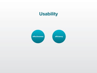 Usability



effectiveness   efﬁciency
 