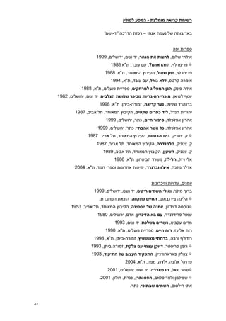 ‫רשימת קריאה מומלצת - המסע לפולין‬

                             ‫באדיבותה של נעמה אגוזי – רכזת הדרכה 'יד-ושם'‬


                                                                 ‫ספרות יפה‬
                        ‫אילתי שלום, לחצות את הנהר, יד ושם, ירושלים, 9991‬
                                ‫‪ ‬פרימו לוי, הזהו אדם?, עם עובד, ת"א 8891‬
                             ‫פרימו לוי, זמן שאול, הקיבוץ המאוחד, ת"א, 8891‬
                                ‫אימרה קרטס, ללא גורל, עם עובד, ת"א, 4991‬
                 ‫אידה פינק, הגן המפליג למרחקים, ספריית פועלים, ת"א, 8891‬
     ‫יוסף ז'מיאן, מוכרי הסיגריות מכיכר שלושת הצלבים, יד ושם, ירושלים, 2691‬
                          ‫ברנהרד שלינק, נער קריאה, זמורה-ביתן, ת"א, 8991‬
              ‫יהודית הנדל, ליד כפרים שקטים, הקיבוץ המאוחד, תל אביב, 0891‬
                             ‫אהרון אפלפלד, סיפור חיים, כתר, ירושלים, 9991‬
                         ‫אהרון אפלפלד, כל אשר אהבתי, כתר, ירושלים, 9991‬
                    ‫‪ ‬ק. צטניק, בית הבובות, הקיבוץ המאוחד, תל אביב, 0891‬
                         ‫ק. צטניק, סלמנדרה, הקיבוץ המאוחד, תל אביב, 0891‬
                            ‫ק. צטניק, השעון, הקיבוץ המאוחד, תל אביב, 9891‬
                                  ‫אלי ויזל, הלילה, משרד הביטחון, ת"א, 6691‬
             ‫אדלר מלכה, איצ'ו וברנרד, ידיעות אחרונות וספרי חמד, ת"א, 4772‬


                                                     ‫יומנים, עדויות וזיכרונות‬
                       ‫ברוך מילך, ואולי השמים ריקים, יד ושם, ירושלים, 9991‬
                          ‫‪ ‬הלינה בירנבאום, החיים כתקווה, הוצאת המחברת.‬
           ‫‪‬גוסטה דוידזון, יומנה של יוסטינה, הקיבוץ המאוחד, תל אביב, 3591‬
                         ‫שאול פרידלנדר, עם בא הזיכרון, אדם, ירושלים, 7891‬
                                  ‫מרים עקביא, נעורים בשלכת, יד ושם, 3991‬
                             ‫רות אליעז, רוח חיים, ספריית פועלים, ת"א, 7991‬
                       ‫רודולף ורבה, ברחתי מאושוויץ, זמורה-ביתן, ת"א, 8991‬
                      ‫‪ ‬רומן פריסטר, דיוקן עצמי עם צלקת, זמורה ביתן, 3991‬
                      ‫‪ ‬צאלק פאראחודניק, התפקיד העצוב של התיעוד, 3991‬
                                       ‫פרנקל אלונה, ילדה, מפה, ת"א, 4772‬
                              ‫‪‬שחר יגאל, הו מאדרה, יד ושם, ירושלים, 1772‬
                          ‫‪ ‬שפילמן ולאדיסלאב, הפסנתרן, כנרת, חולון, 1772.‬
                                          ‫אתי הילסום, השמים שבתוכי, כתר.‬


‫24‬
 