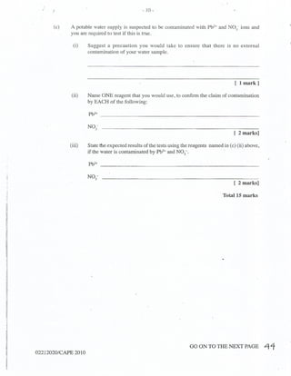 CAPE Chemistry Unit 2 Paper 2 2010
