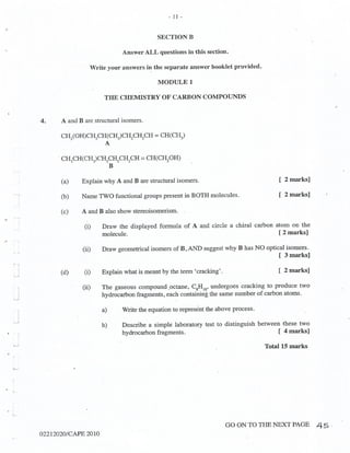 CAPE Chemistry Unit 2 Paper 2 2010