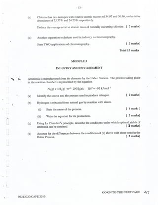 CAPE Chemistry Unit 2 Paper 2 2010