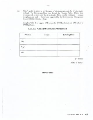 CAPE Chemistry Unit 2 Paper 2 2010
