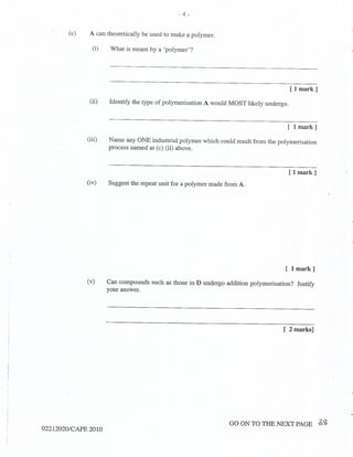 CAPE Chemistry Unit 2 Paper 2 2010