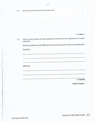 CAPE Chemistry Unit 2 Paper 2 2010