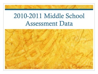 2010-2011 Middle School Assessment Data 