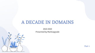 A DECADE IN DOMAINS
2010-2020
Presented by MarkUpgrade
Part 1
 