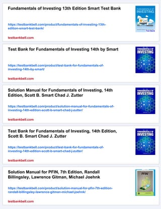 Solution manual for Fundamentals of Investing Smart Gitman Joehnk 12th ...