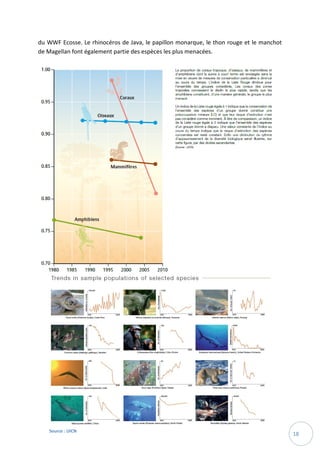 18
du WWF Ecosse. Le rhinocéros de Java, le papillon monarque, le thon rouge et le manchot
de Magellan font également partie des espèces les plus menacées.
Source : UICN
 