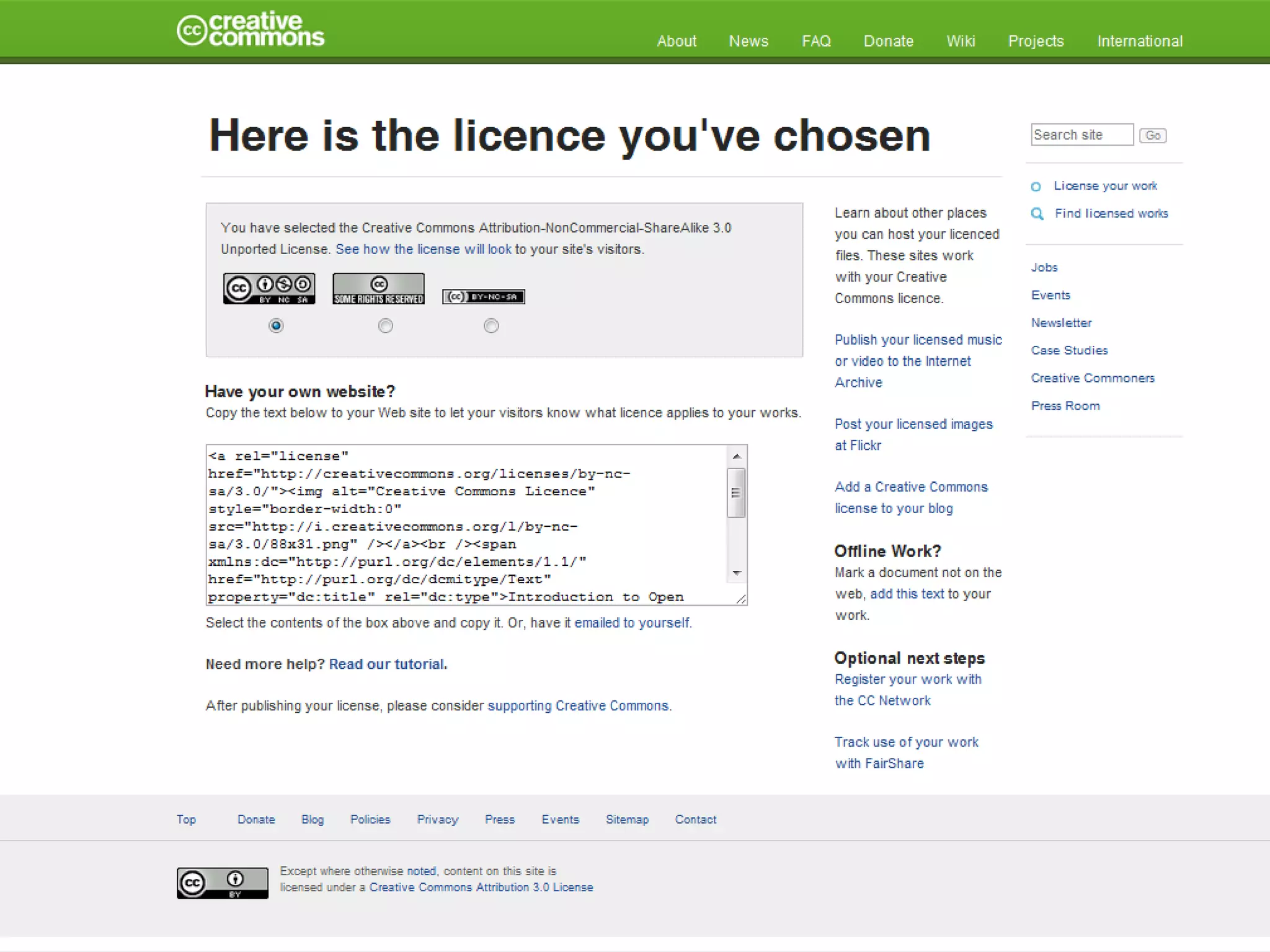 LICENSE YOUR WORK Source:  http://creativecommons.org/about/licenses/ 