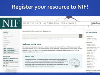 Register your resource to NIF!
 