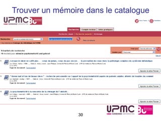 Trouver un mémoire dans le catalogue




                 30
 