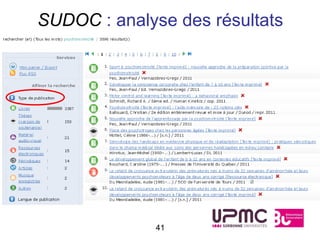 SUDOC : analyse des résultats




             41
 