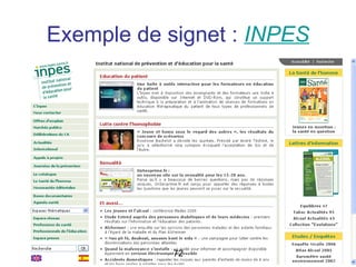 Exemple de signet : INPES




            72
 