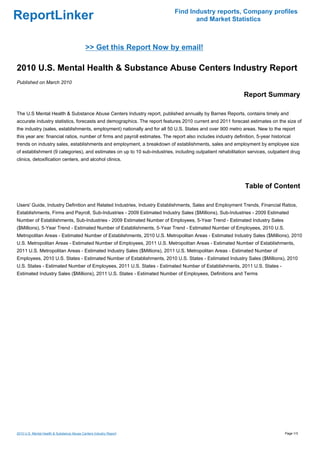 2010 U.S. Mental Health & Substance Abuse Centers Industry Report