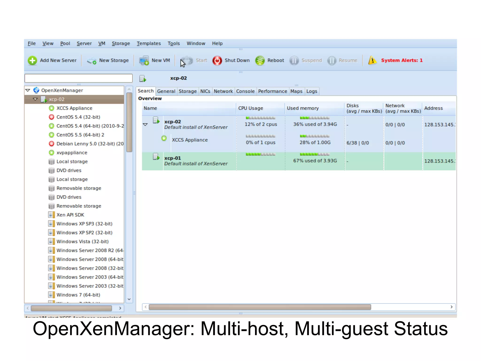 OpenXenManager: Multi-host, Multi-guest Status
 