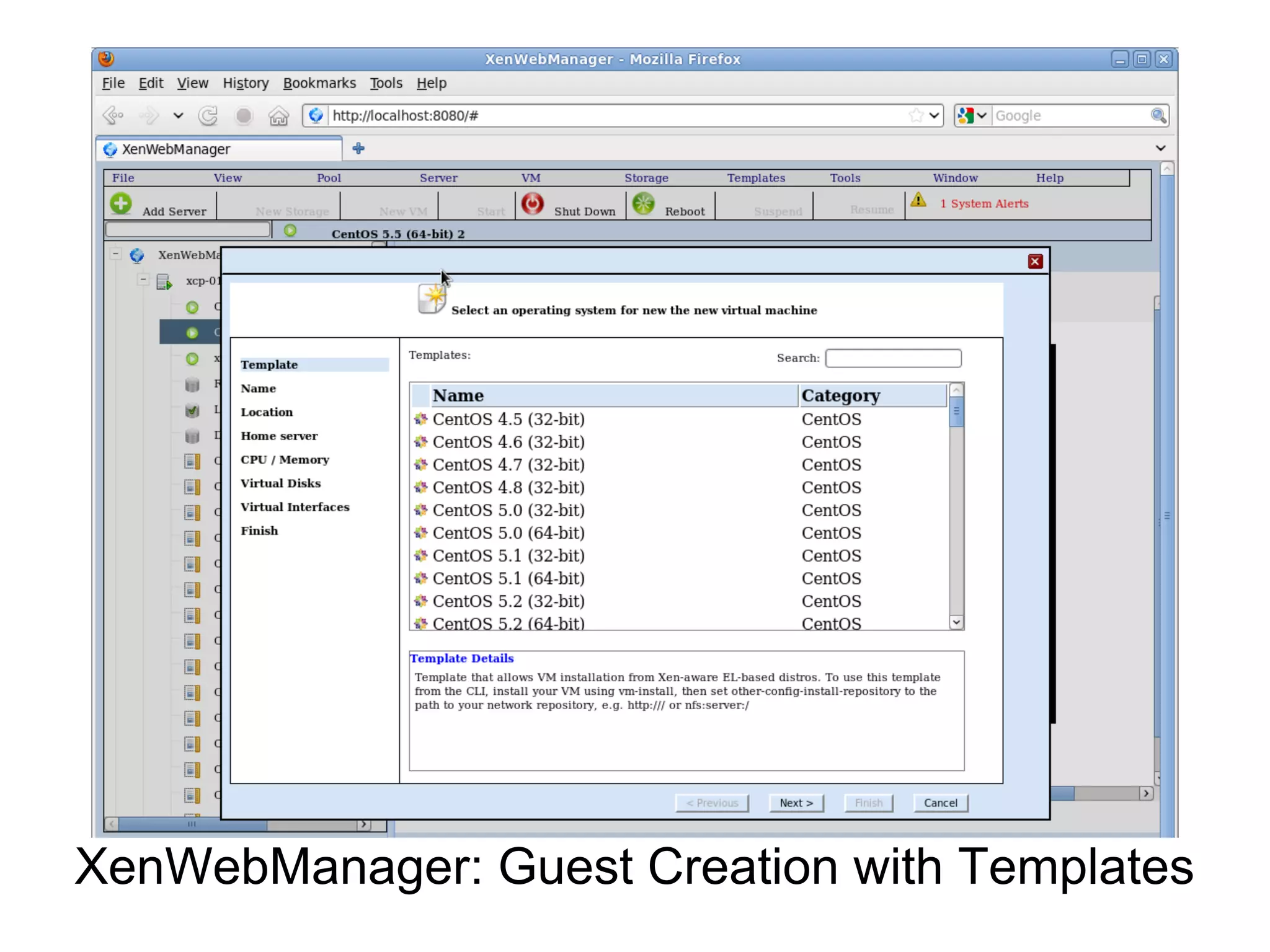 XenWebManager: Guest Creation with Templates
 