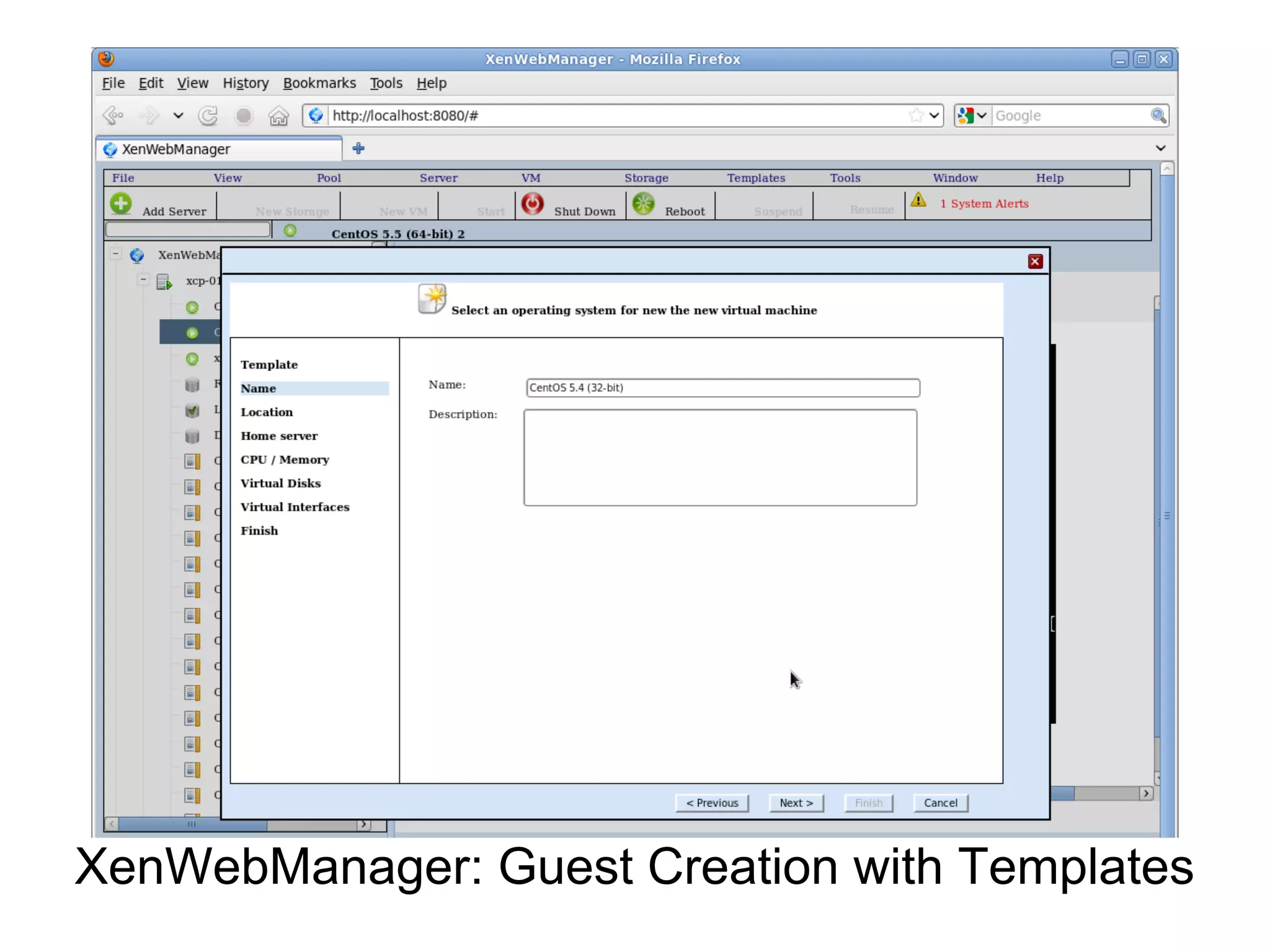 XenWebManager: Guest Creation with Templates
 