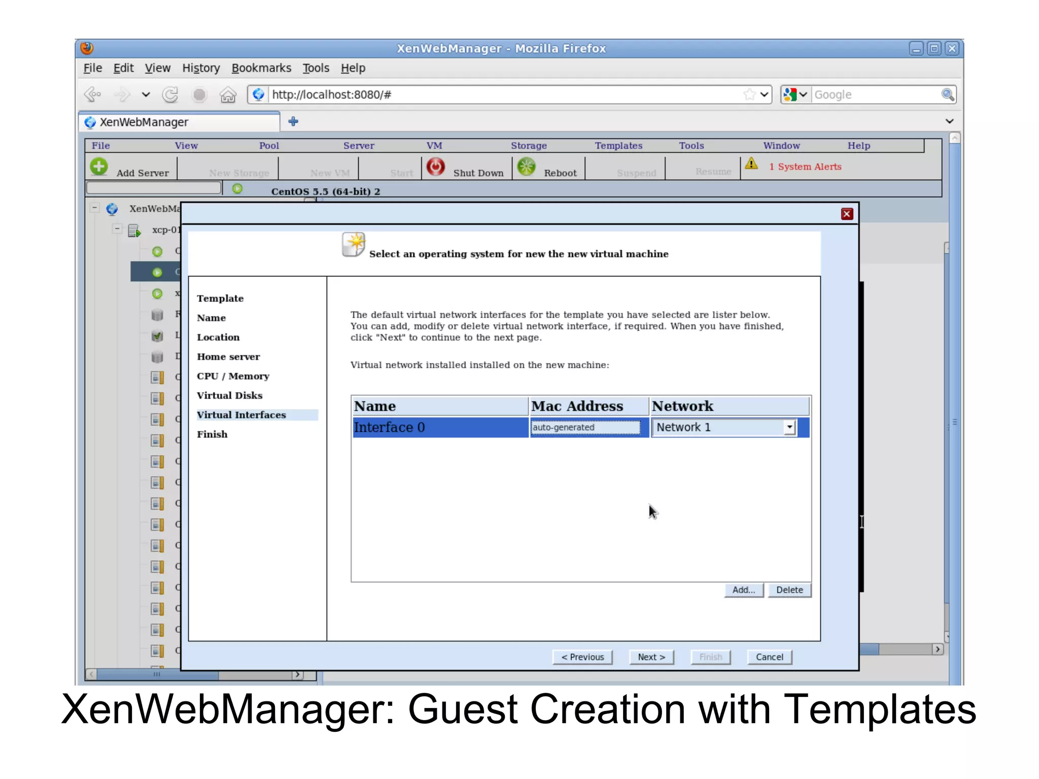 XenWebManager: Guest Creation with Templates
 