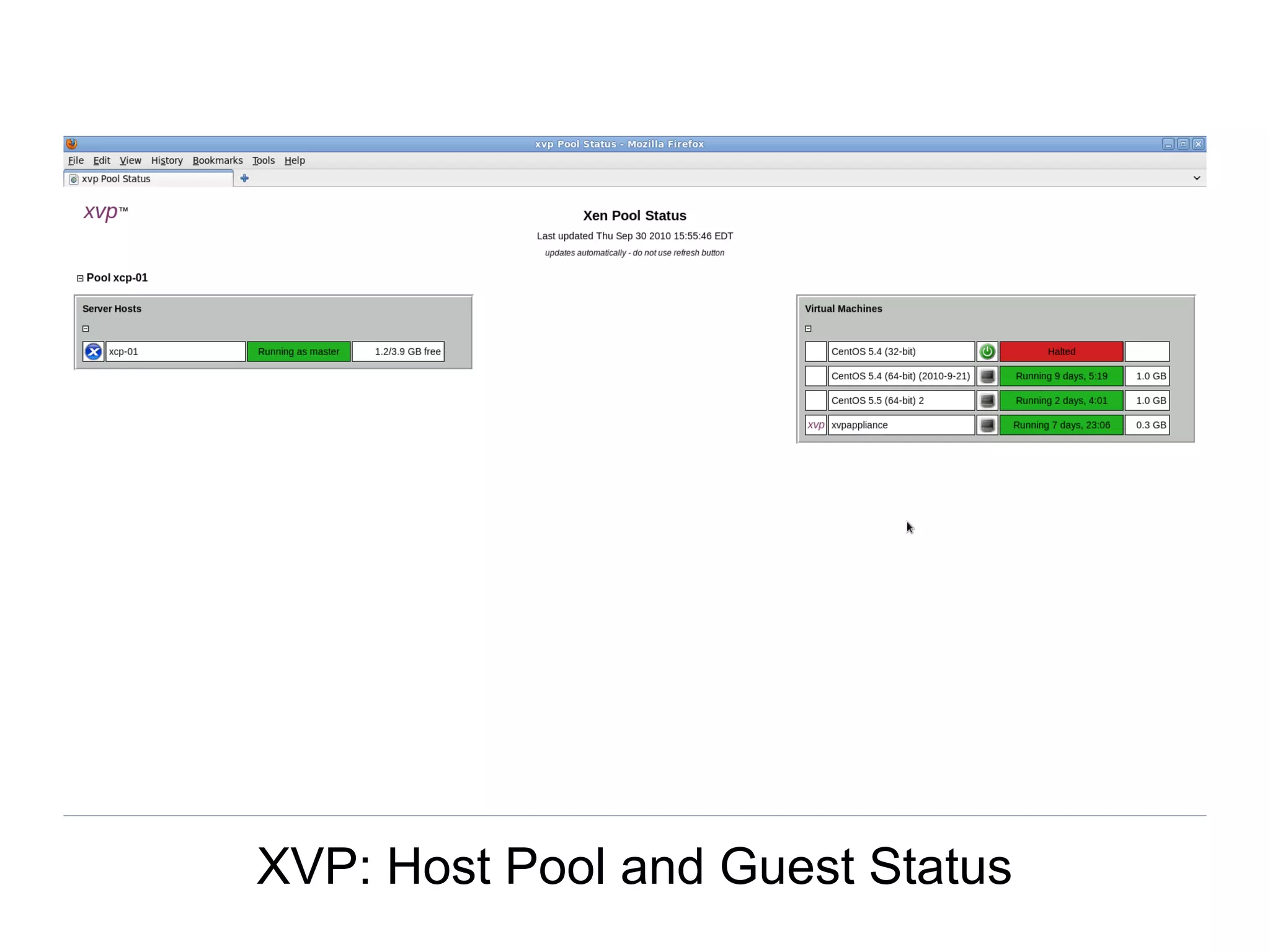 XVP: Host Pool and Guest Status
 