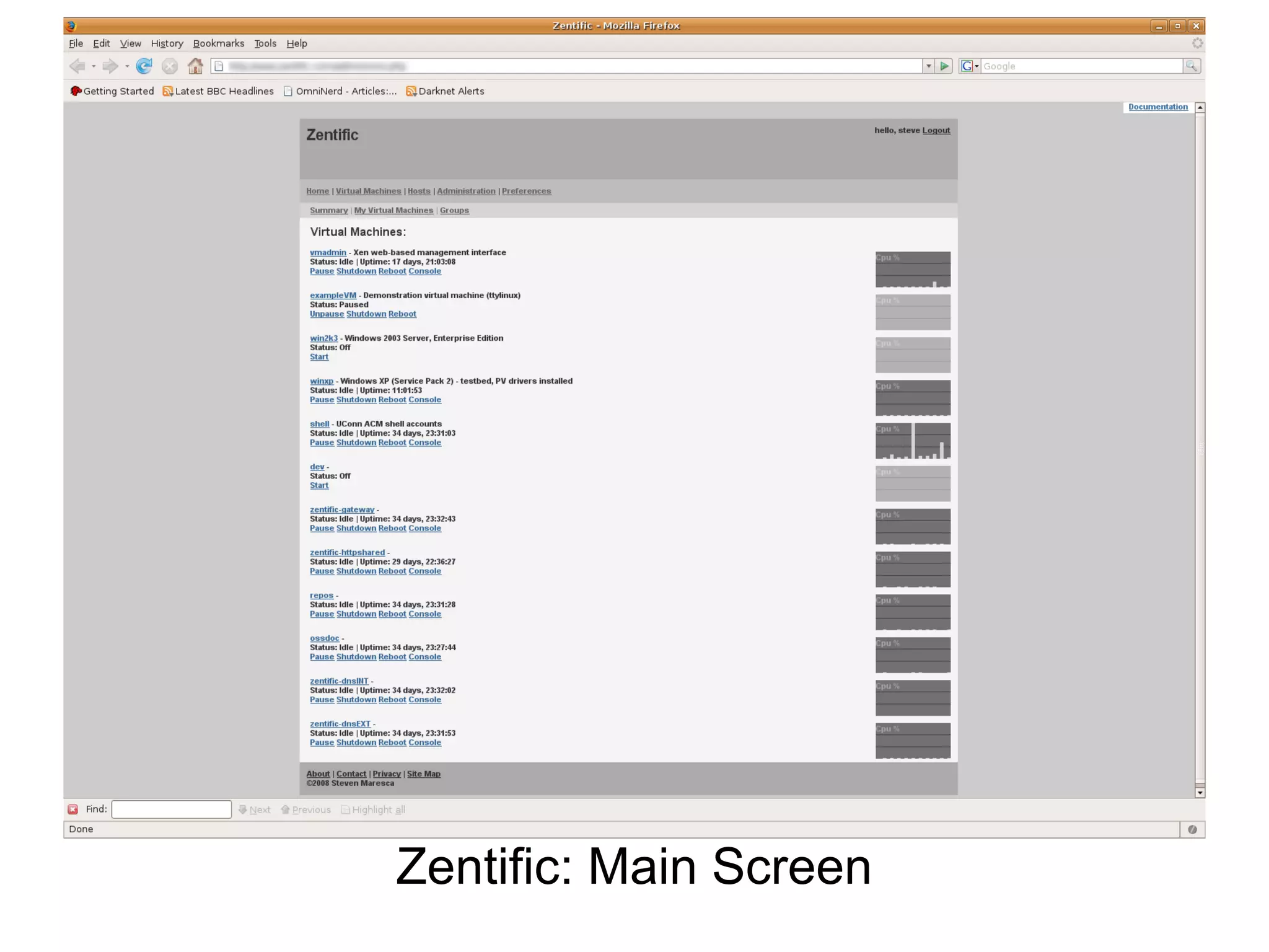 Zentific: Main Screen
 