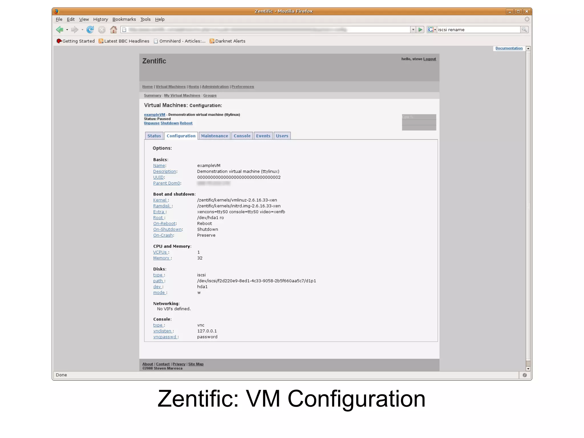 Zentific: VM Configuration
 
