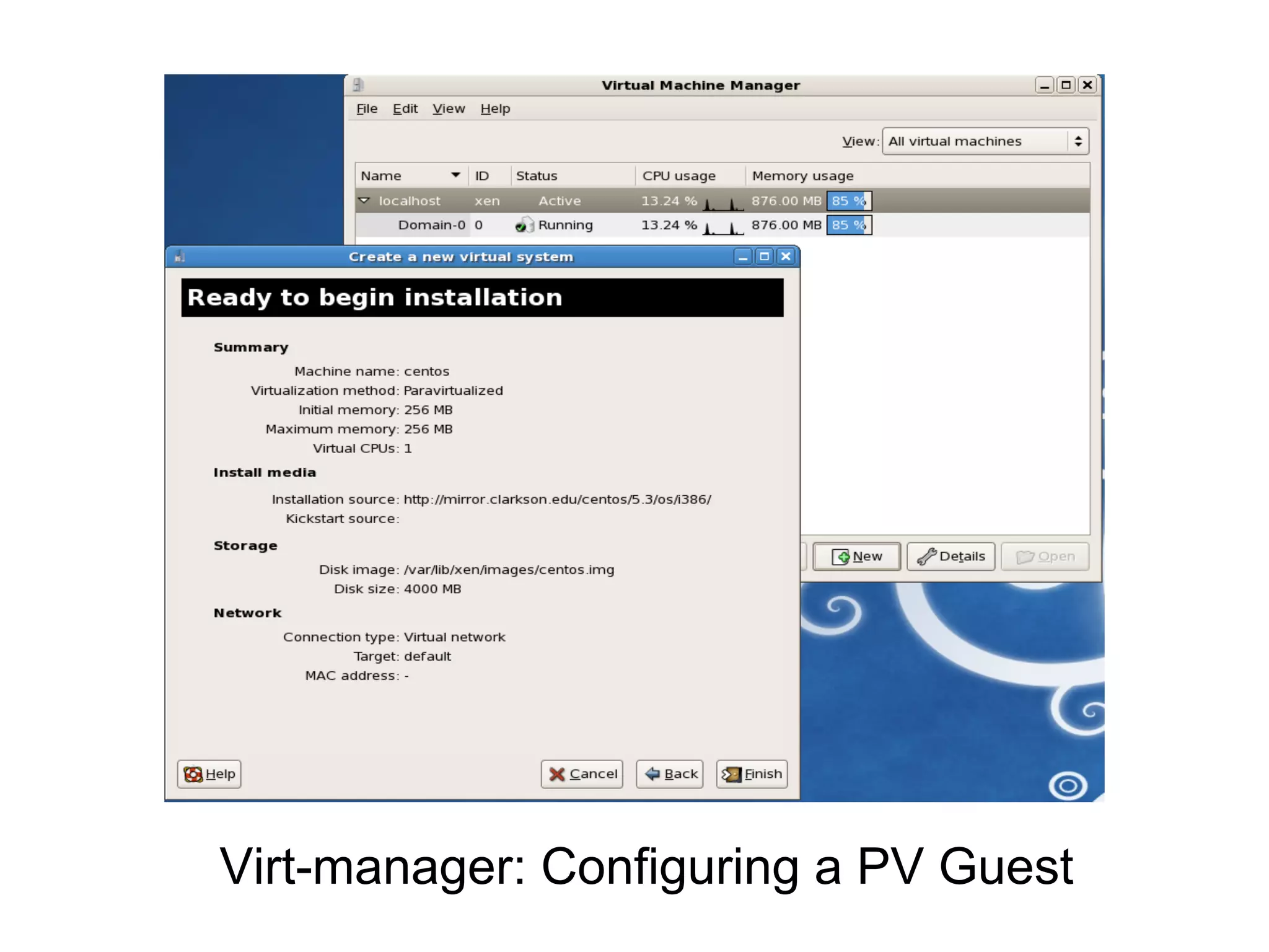 Virt-manager: Configuring a PV Guest
 