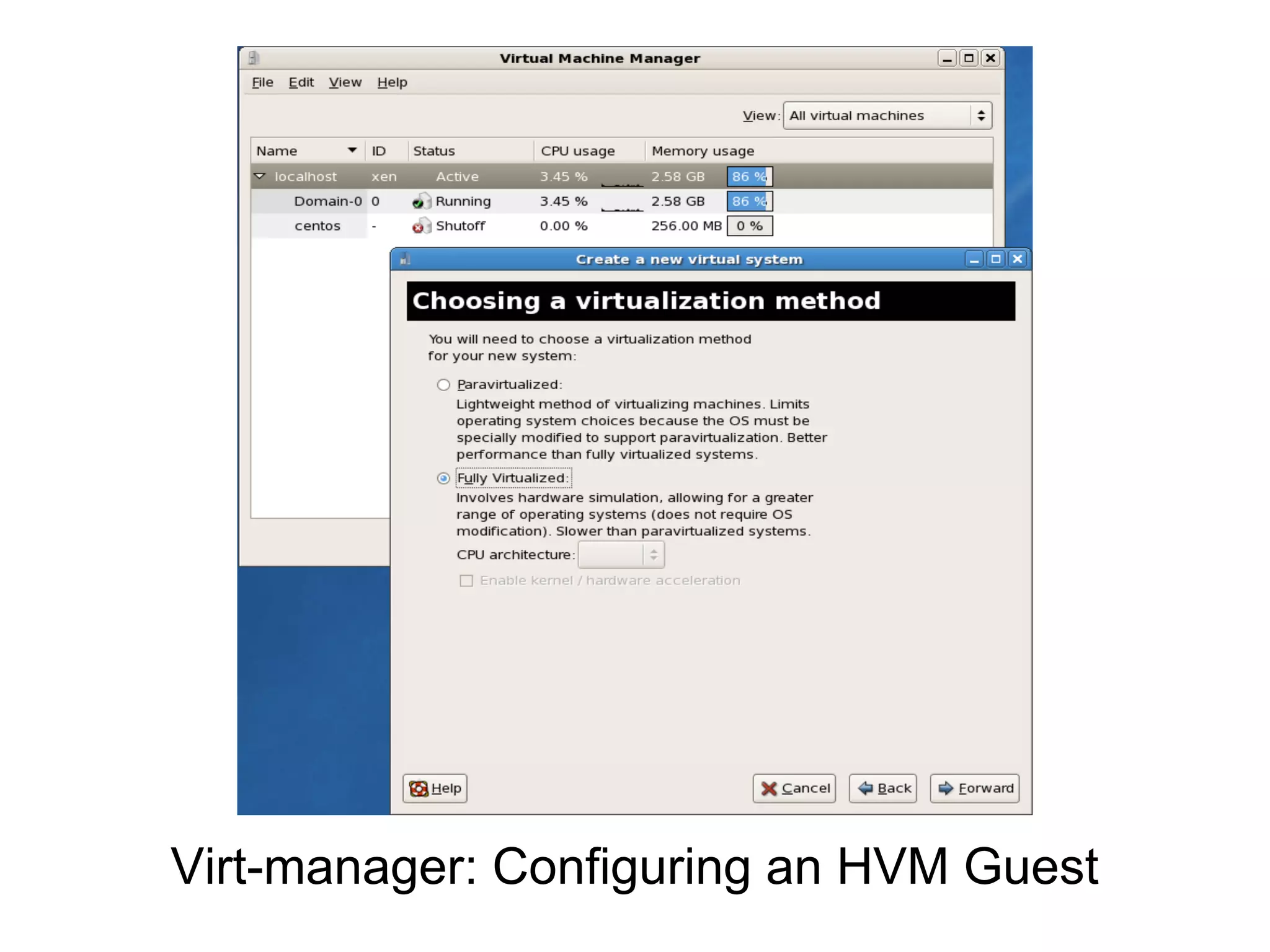 Virt-manager: Configuring an HVM Guest
 
