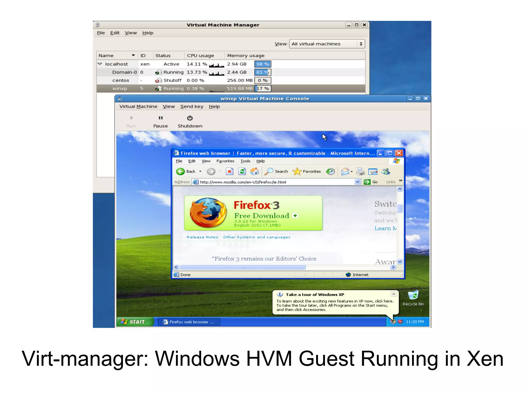 Virt-manager: Windows HVM Guest Running in Xen
 