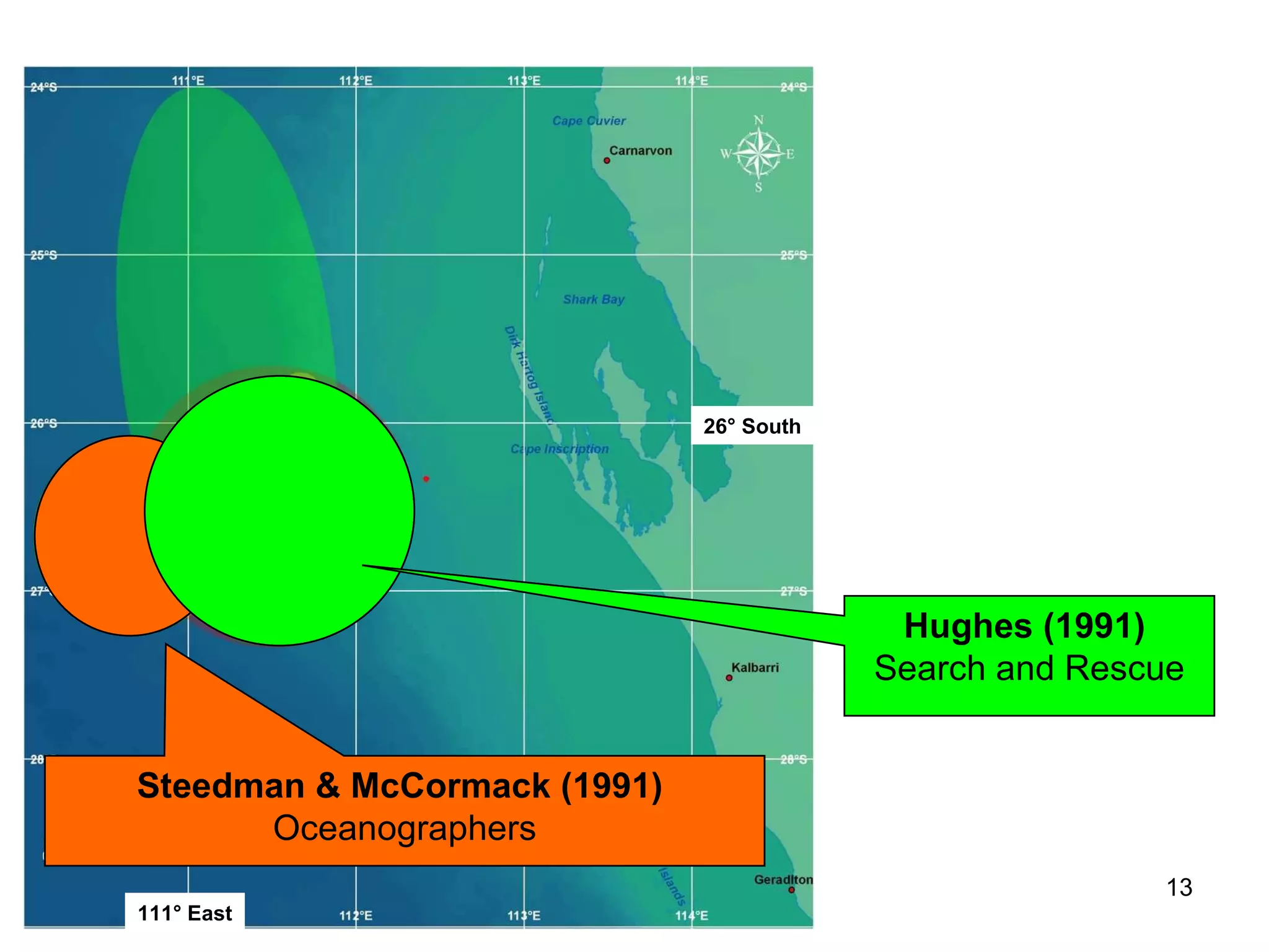 Role of Cognitive Science Cognitive Science comes into play when memory and decision making issues influence interpretation. The contrast between the reports from the Kormoran crew and the alleged observers on the coast illustrates the point. The survivor’s accounts were elicited after an interval of 7-21 days; They were mostly working in their domains of expertise (e.g., navigation); the information they provided was critical to survival, and, significantly, the information was elicited by domain experts. By contrast, the oral history reports involved remote events (> 40 years); their relevance to the loss of  Sydney  was uncertain; the reports ranged along 200 nm of coastline; and the reports included everything from ‘acrid smoke’ to ‘sightings’ of the vessels to ‘reflections’ from the clouds.  Cognitive Science is also relevant when a problem involves numerous sources of information, or ‘constraints’, and integration is required. 