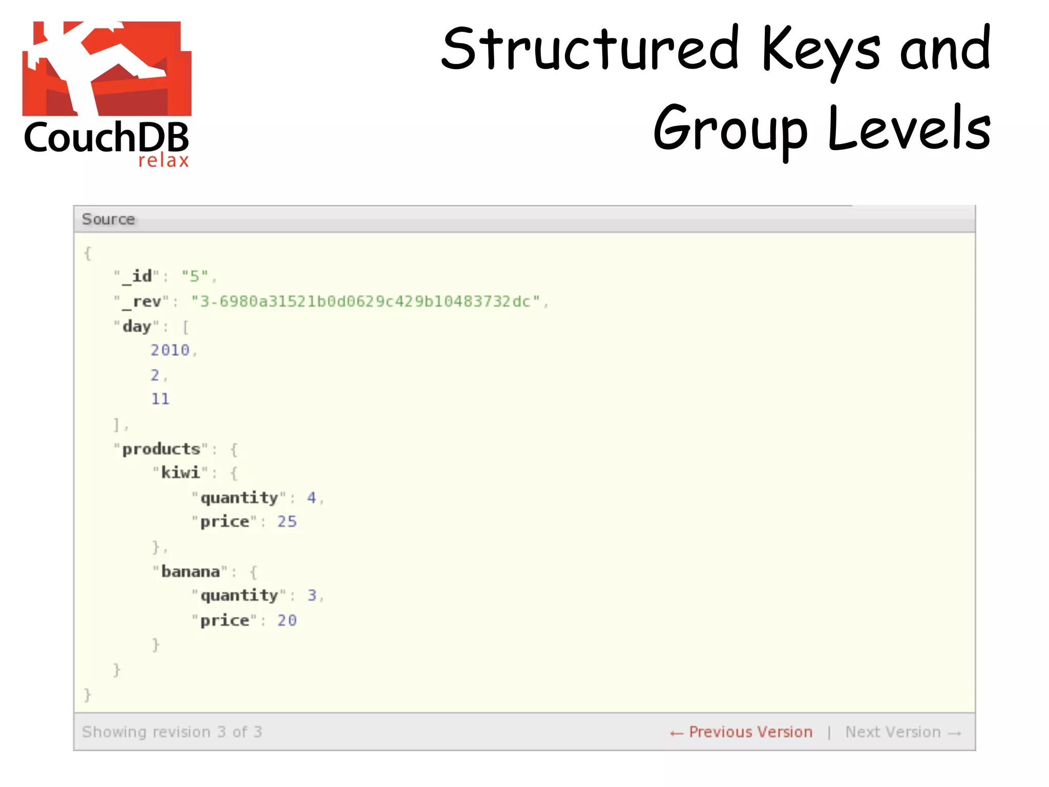 Structured Keys and
       Group Levels
 