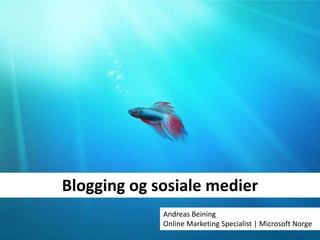 Blogging og sosiale medier Andreas Beining  Online Marketing Specialist | Microsoft Norge 
