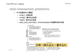 T.Yamamuro
      Sinfonia


mini-transaction primitives




                                
 
 