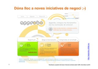 Dóna lloc a noves iniciatives de negoci ;-)




                                                                                                                    http://approbo.citilab.eu
5                       “Reutilització, propietat intel·lectual i llicències de difusió oberta” EAPC, 26 de febrer de 2010
 