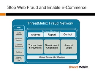 Stop Web Fraud and Enable E-Commerce ThreatMetrix Fraud Network Next Generation 