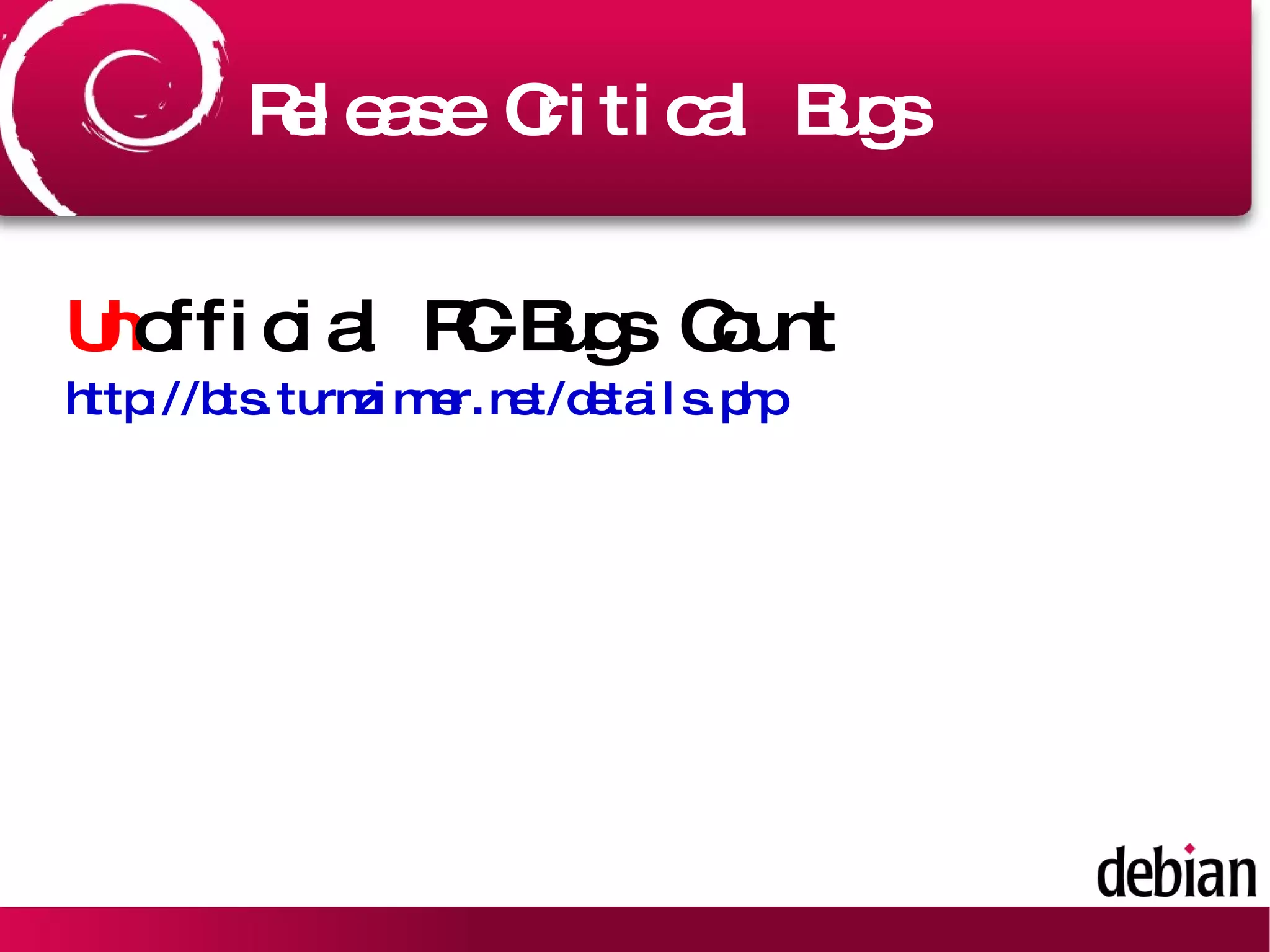 Release Critical Bugs Un official RC-Bugs Count 