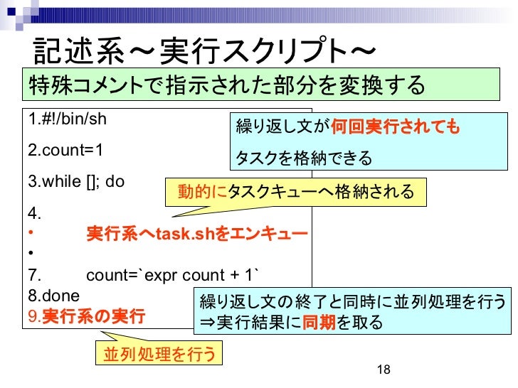 分散メモリ環境におけるシェルスクリプトの高速化手法の提案 分散メモリ環境におけるシェルスクリプトの高速化手法の提案