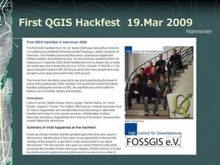 First QGIS Hackfest 19.Mar 2009
                             Hannover
 