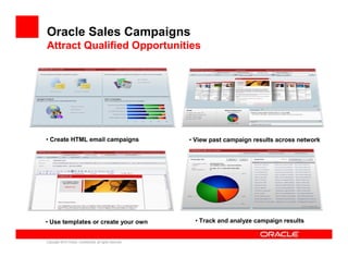 Oracle Sales Campaigns
Attract Qualified Opportunities




• Create HTML email campaigns                               • V...