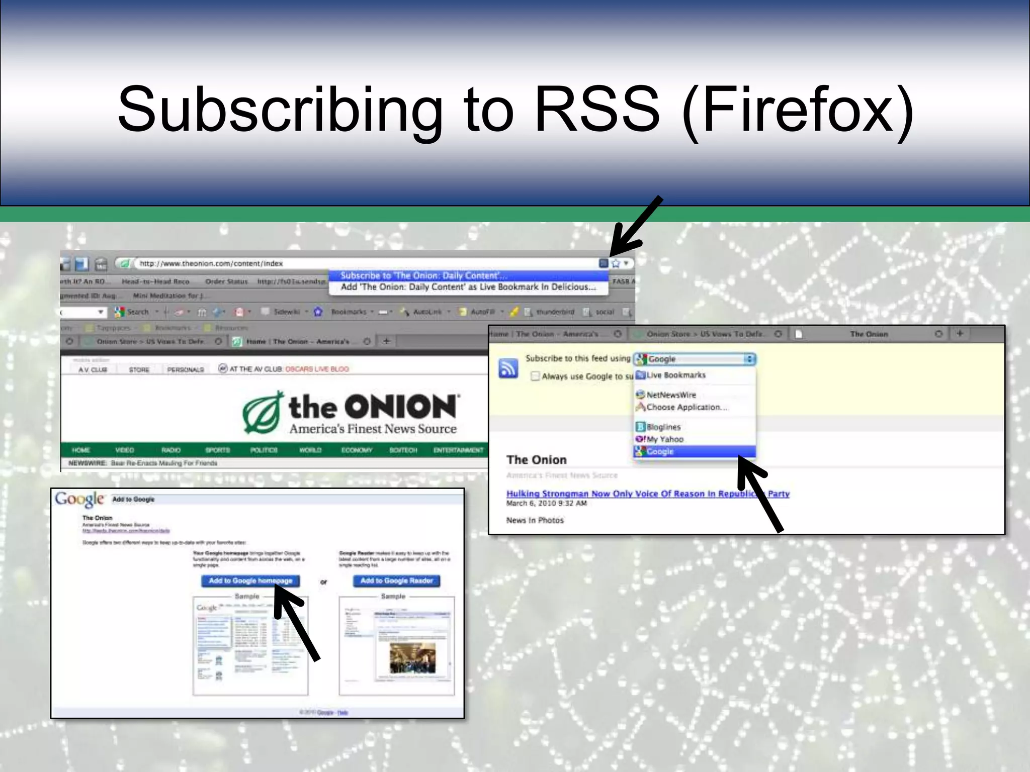 Subscribing to RSS (Firefox)