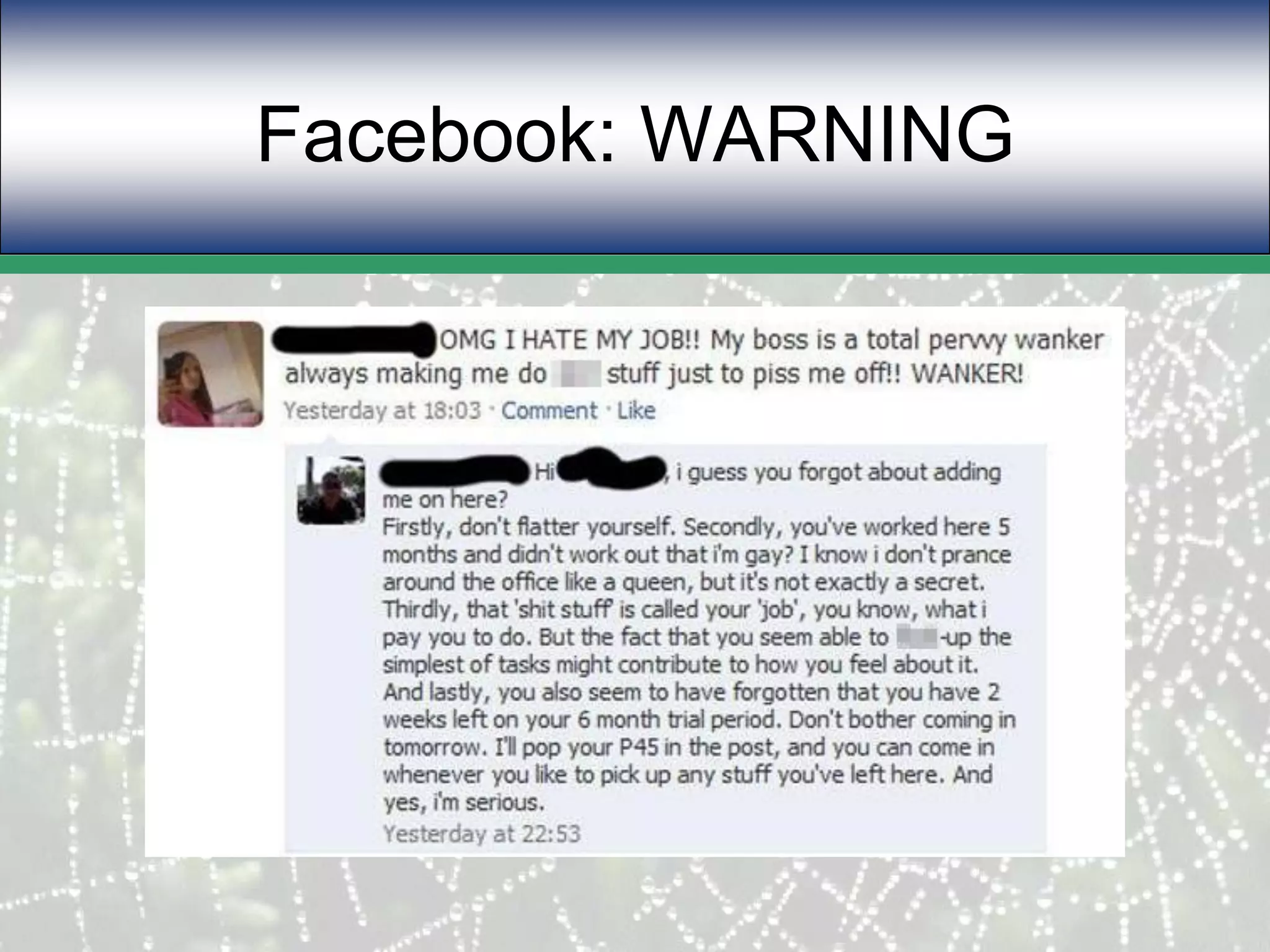 Facebook: WARNING