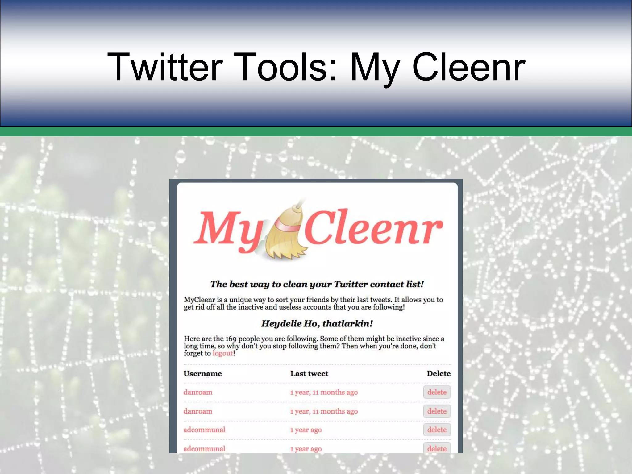 Twitter Tools: My Cleenr