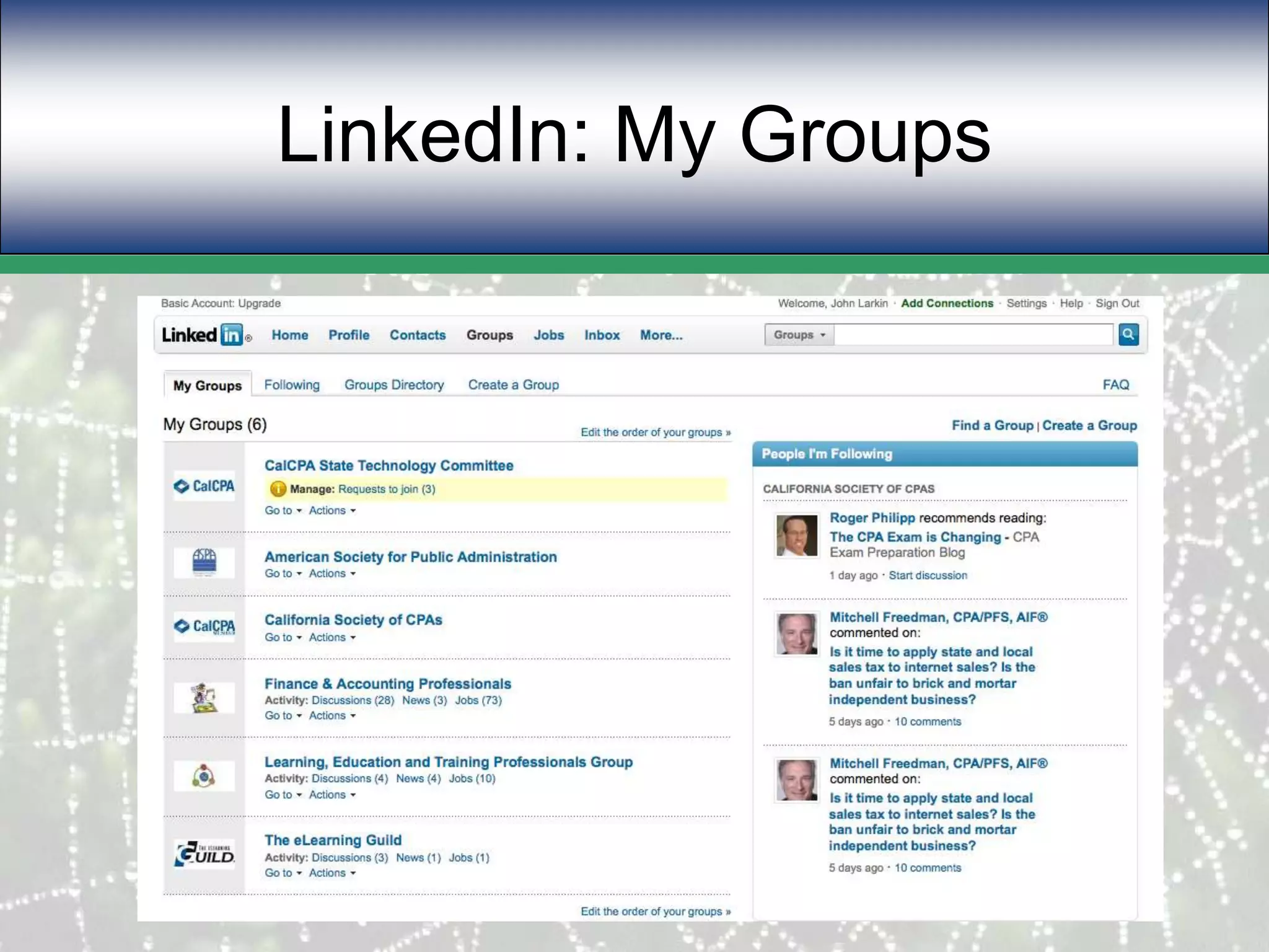 LinkedIn: My Groups