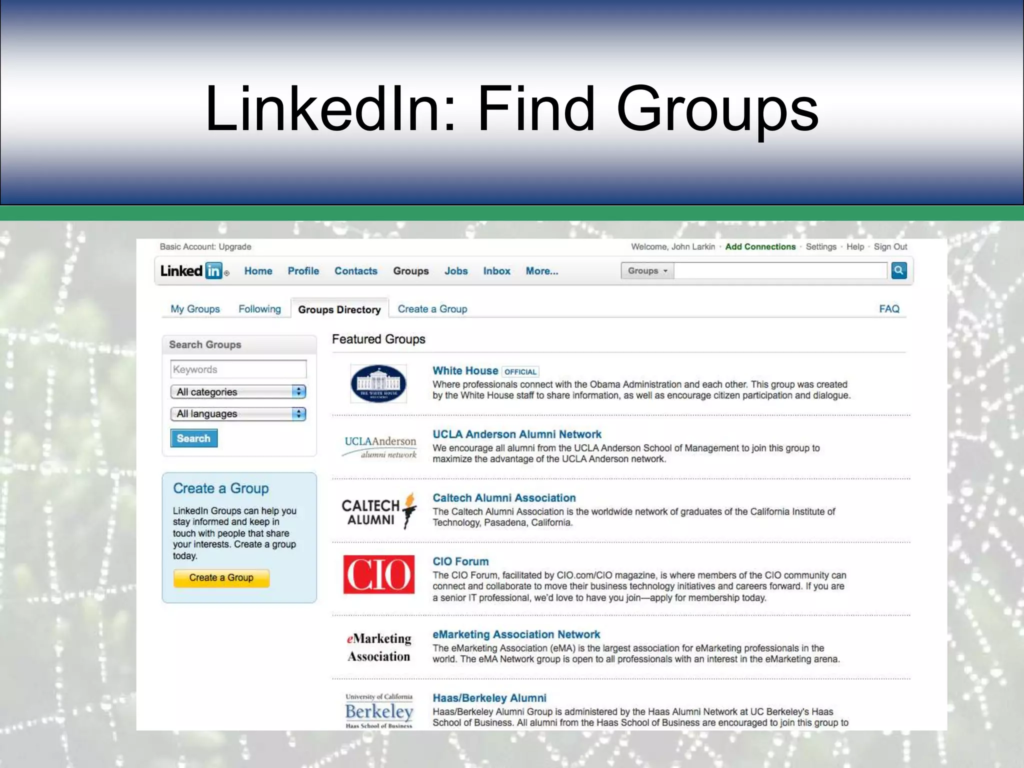 LinkedIn: Find Groups