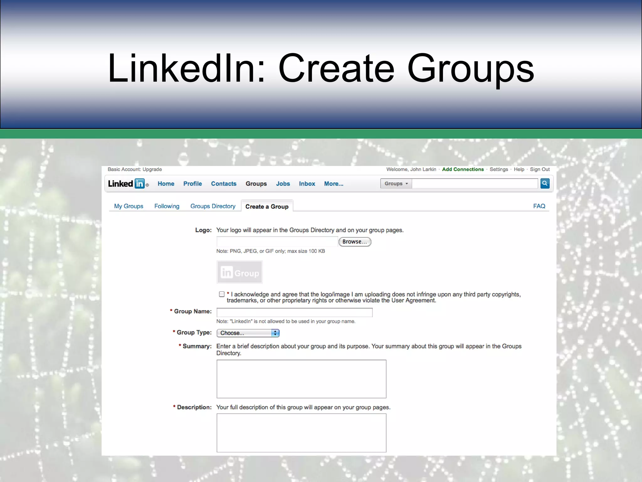 LinkedIn: Create Groups