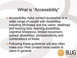 Web Content A11y Guidelines (WCAG) 