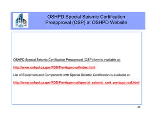 Special Seismic Certification OSHPD | PDF