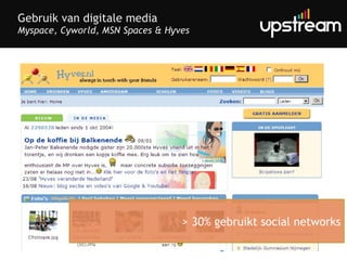 Gebruik van digitale media Myspace, Cyworld, MSN Spaces & Hyves > 30% gebruikt social networks 