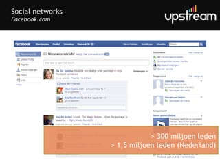 Social networks Facebook.com > 300 miljoen leden > 1,5 miljoen leden (Nederland) 