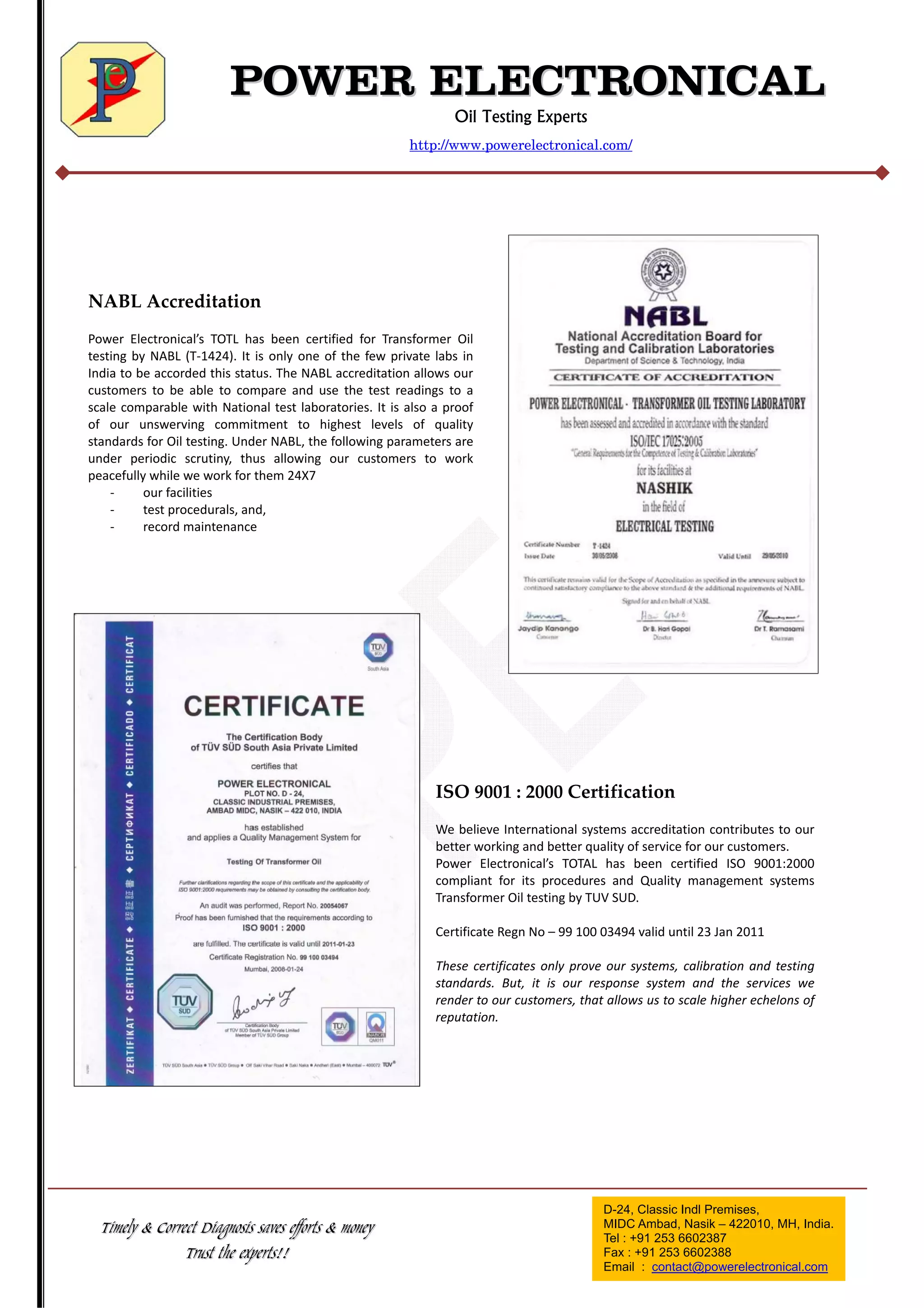 Transformer Oil Testing services PDF