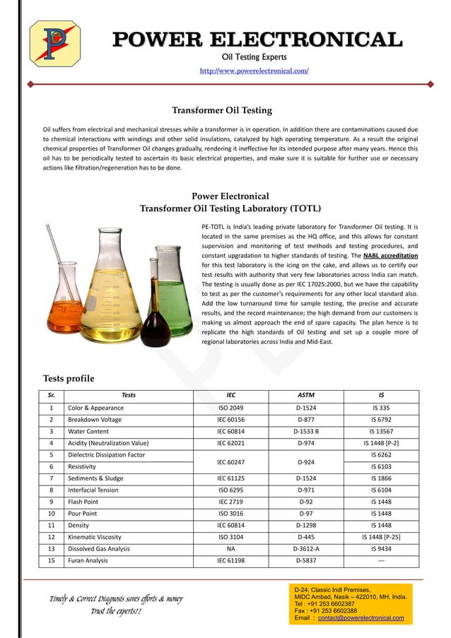 Transformer Oil Testing services PDF